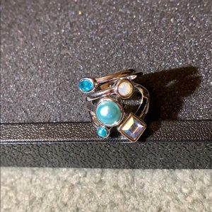 Blue and white studded Lia Sophia Ring